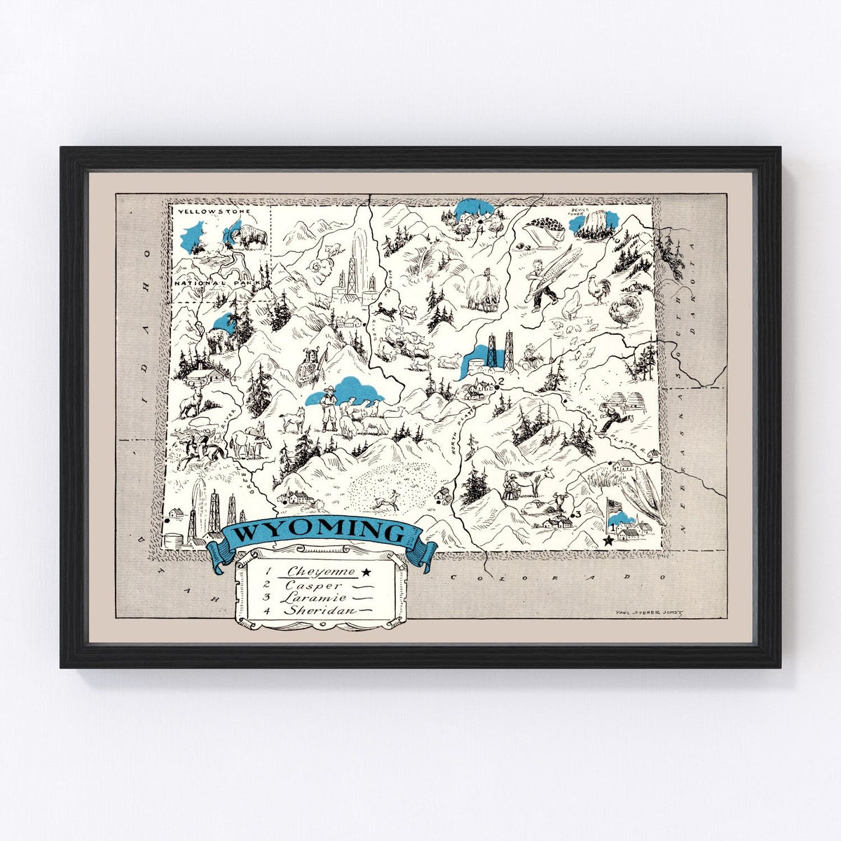 Vintage Map of Wyoming 1931