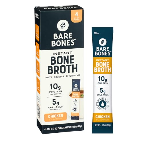Bare Bones Broth Instant Chicken Bone Broth (4 ct), 2.12 oz (Case of 8)