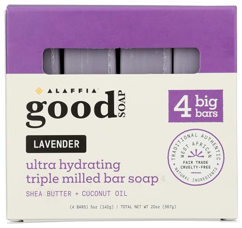 Alaffia Lavender Good Bar Soap, 4 ct