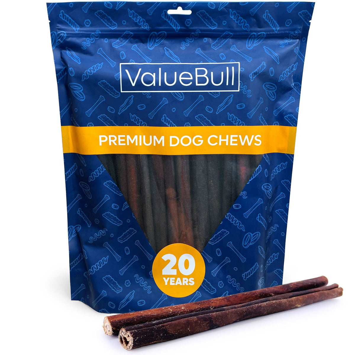 ValueBull Beef Collagen Sticks for Dogs, 12 Inch Thick Chew, 25 Count