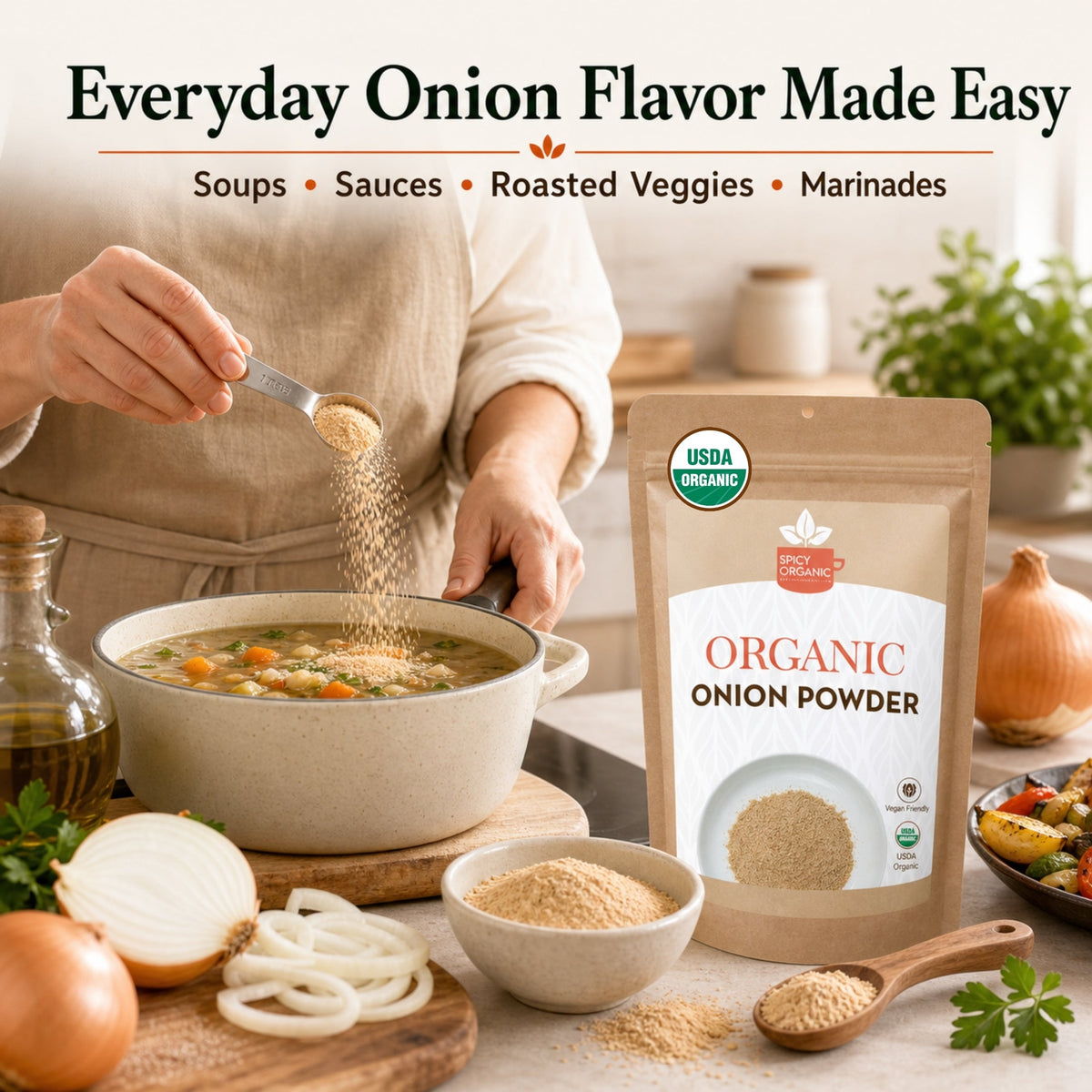 Organic Onion Powder – For Soups, Blends & Dry Rubs