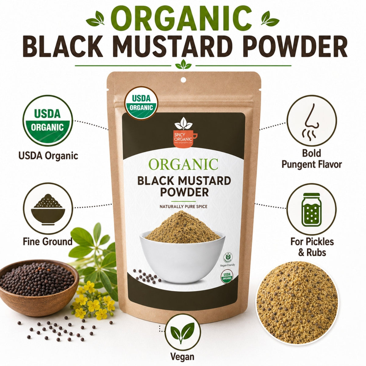 Organic Black Mustard Powder – For Cooking & Seasoning