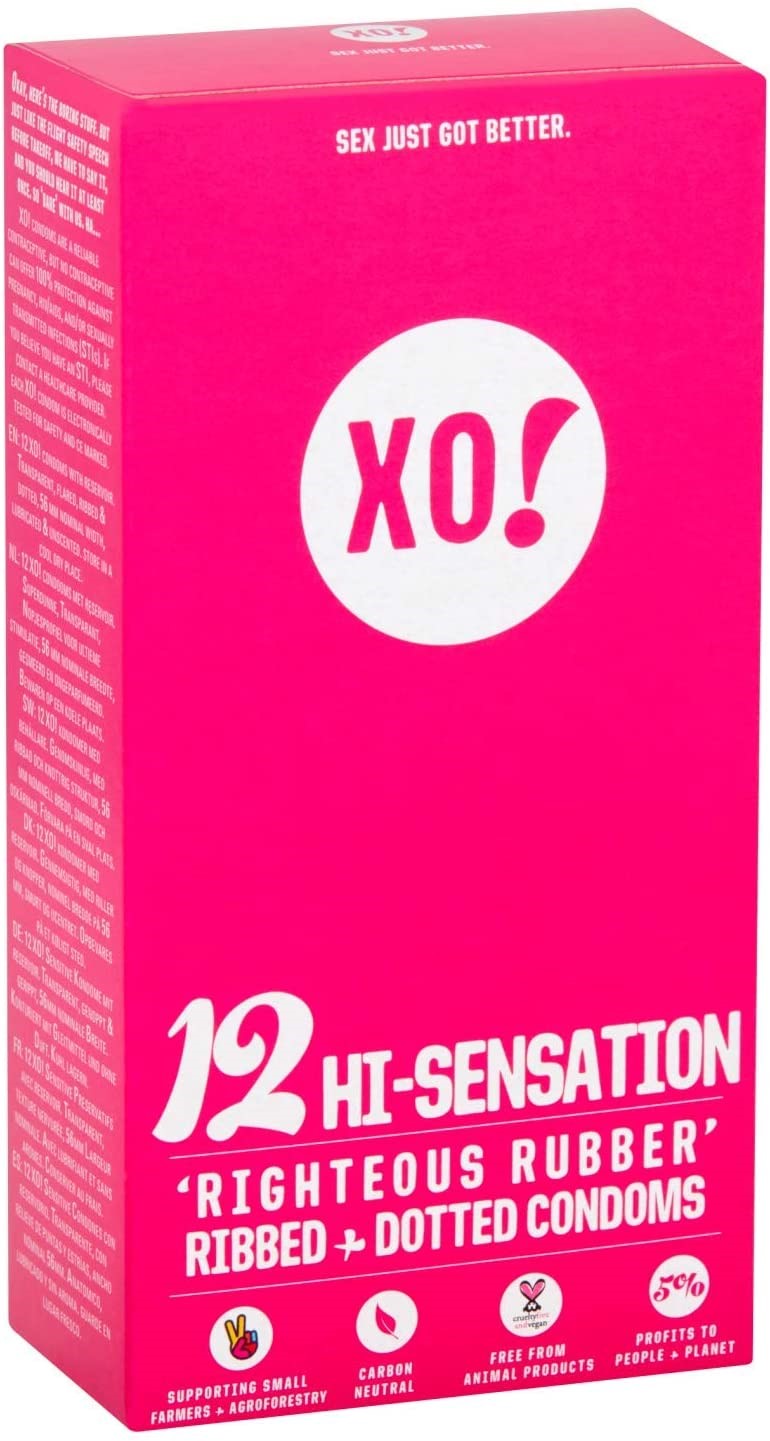 XO! Hi-Sensation Rubber Condoms, 12 ct (Case of 8)