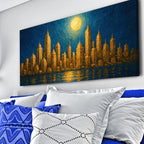 Golden Metropolis Cityscape Impasto Wall Art