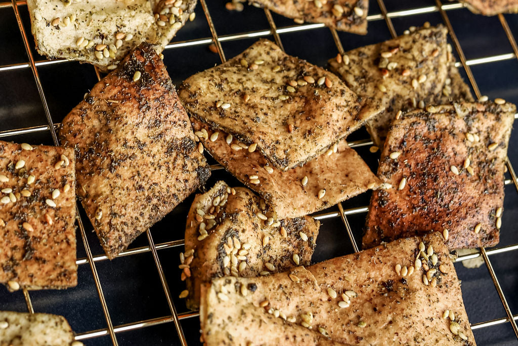 12 Pack Pita Chip Variety (4 Za'atar Pita Chips, 4 Spicy Za'atar Pita Chips, 4 Sea Salt Pita Chips)