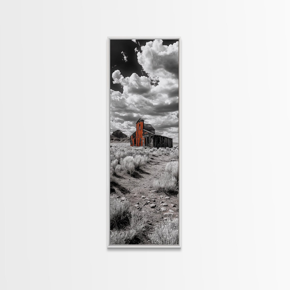 Abandoned Barn, Desert Mood, Old West Vibes, Rustic Autumn Scene, Canvas Print, Farmhouse Wall Decor, Entryway Art