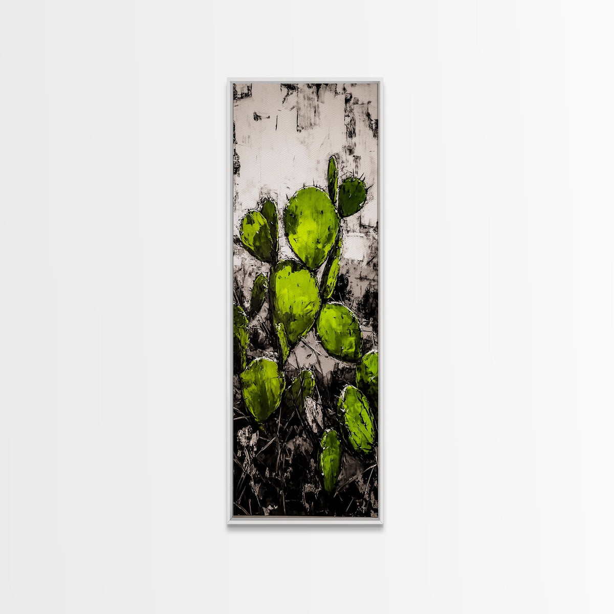 Distressed Canvas Print Cactus art southwest wall art desert landscape painting guest room art warm decor