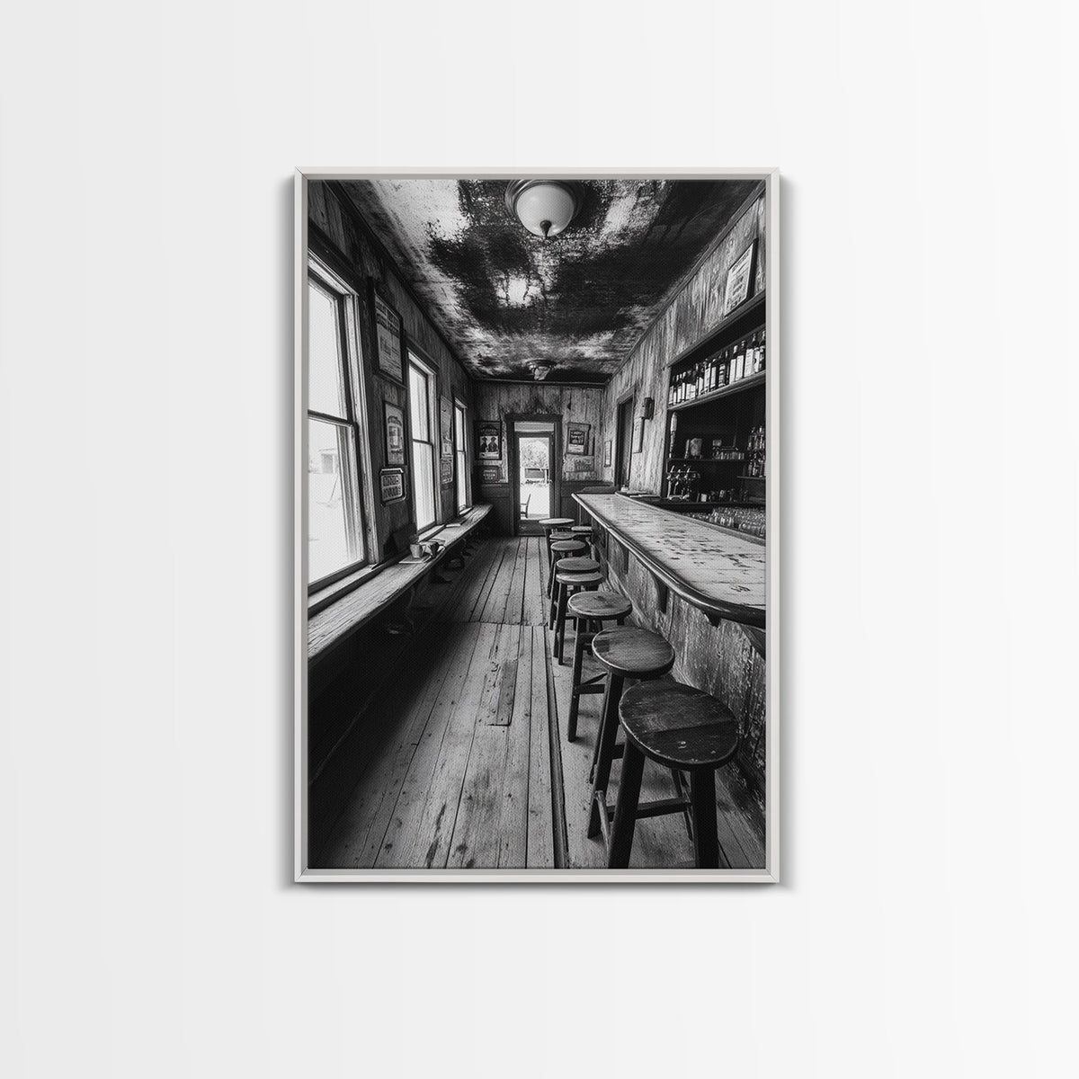 Western Saloon, rustic wall art, cowboy art, vintage western decor, bar art print, moody art, framed canvas print, farmhouse art