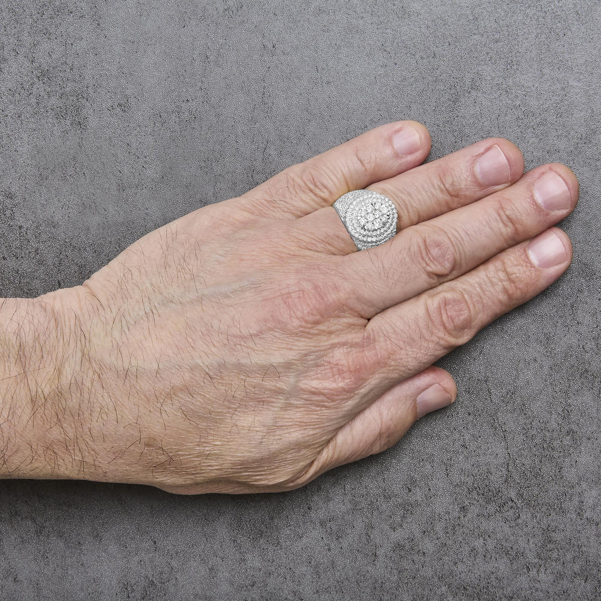 Men's 10K Yellow Gold 2-1/2 Cttw Round Diamond Cluster Cocktail Ring