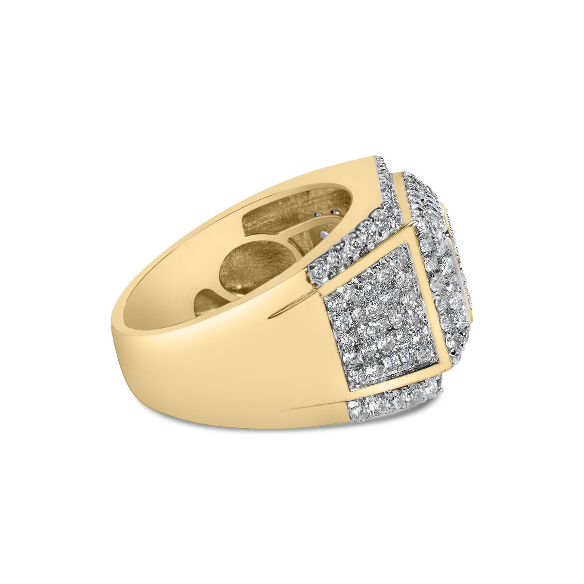 10K Yellow Gold 2-1/2 Cttw Diamond Pave Geometric Cocktail Ring