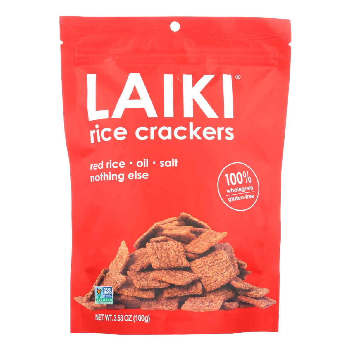Laiki Red Rice Crackers, 3.5 oz (Case of 8)