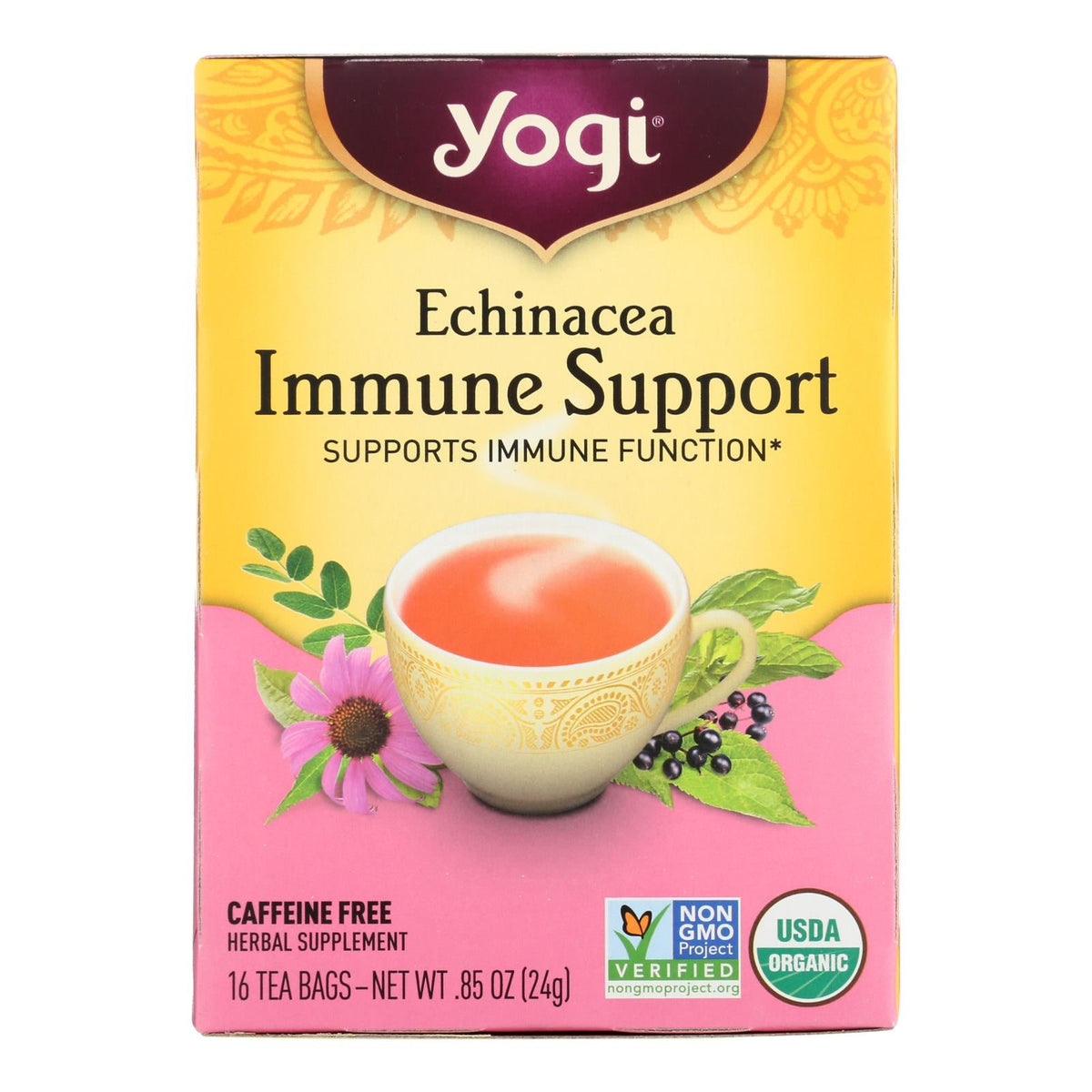 Yogi Echinacea Immune Support Herbal Tea, 16 ct (Case of 6)
