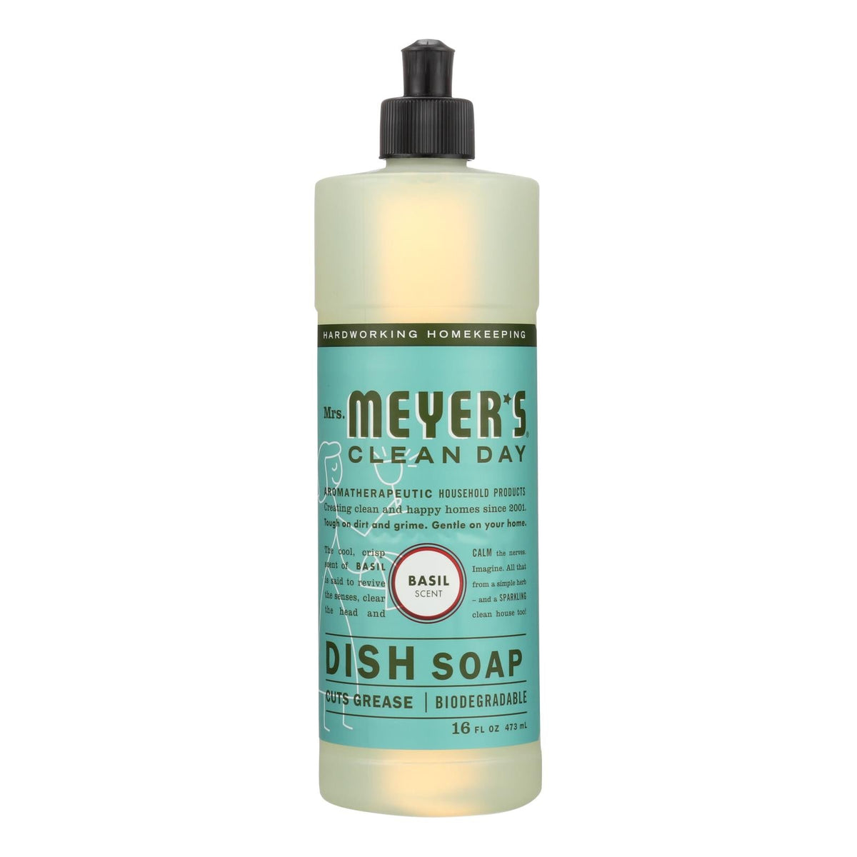 Mrs. Meyer's Clean Day Basil Liquid Dish Soap, 16 oz (Case of 6)