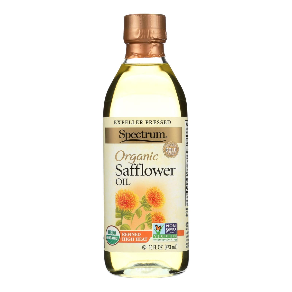 Spectrum Naturals High Heat Refined Organic Safflower Oil (Pack of 12 - 16 Fl Oz.)