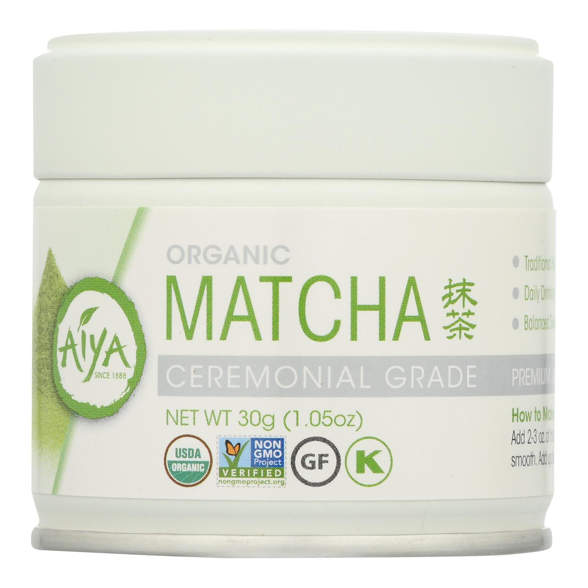 Aiya Organic Ceremonial Grade Matcha, 30 g (Case of 6)