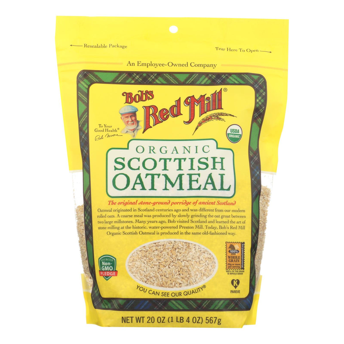 Bob's Red Mill Organic Scottish Oatmeal, 20 oz (Case of 4)