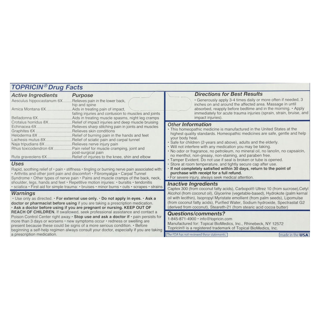 Topricin Anti-Inflammatory Pain Relief Cream - 2 Oz (2 Pack)