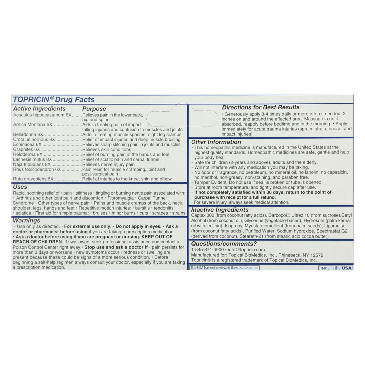 Topricin Anti-Inflammatory Pain Relief Cream - 2 Oz (2 Pack)