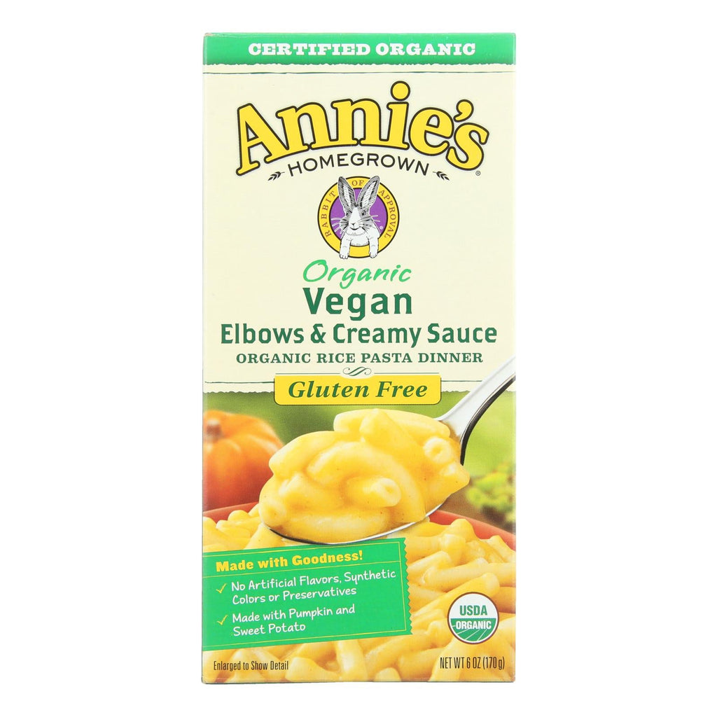 Annie's Organic Gluten Free Vegan Elbows & Creamy Sauce Rice Pasta Dinner, 6 oz (Case of 12)