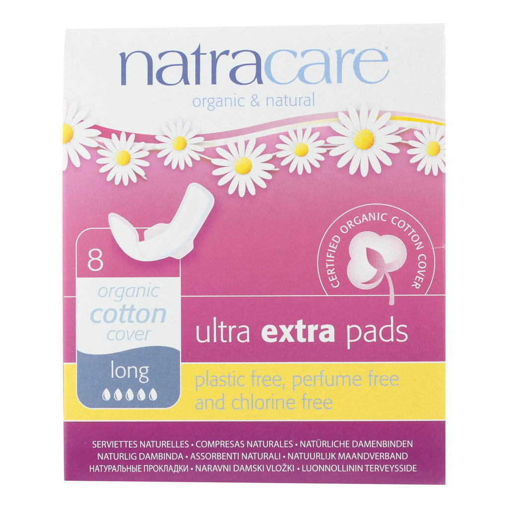 Natracare Ultra Extra Long Pads with Wings, 8 ct