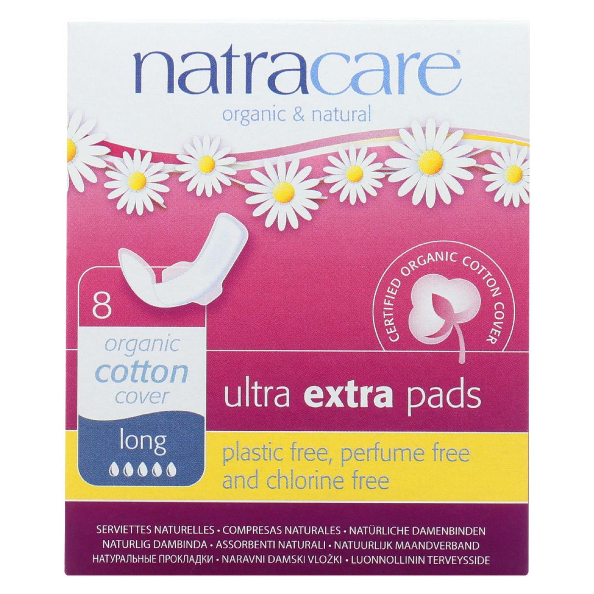 Natracare Ultra Extra Long Pads with Wings, 8 ct