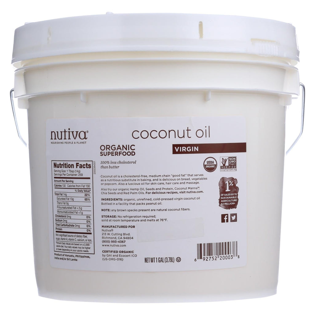 Nutiva Organic Extra Virgin Coconut Oil, 1 Gallon