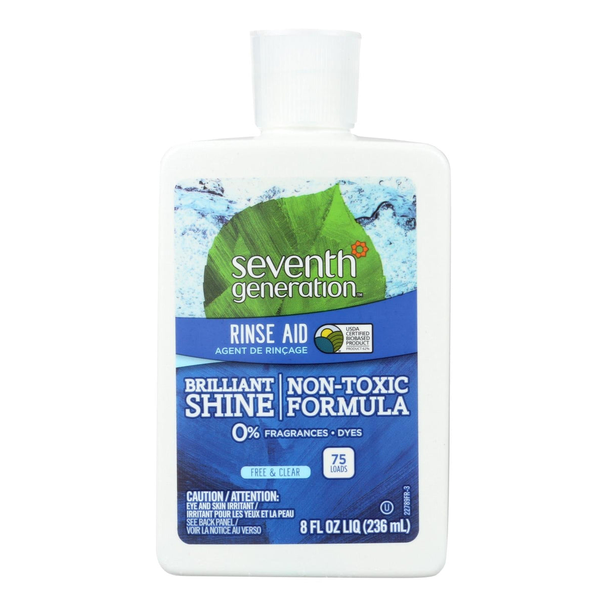 Seventh Generation Free & Clear Dish Rinse Aid, 8 oz (Case of 9)