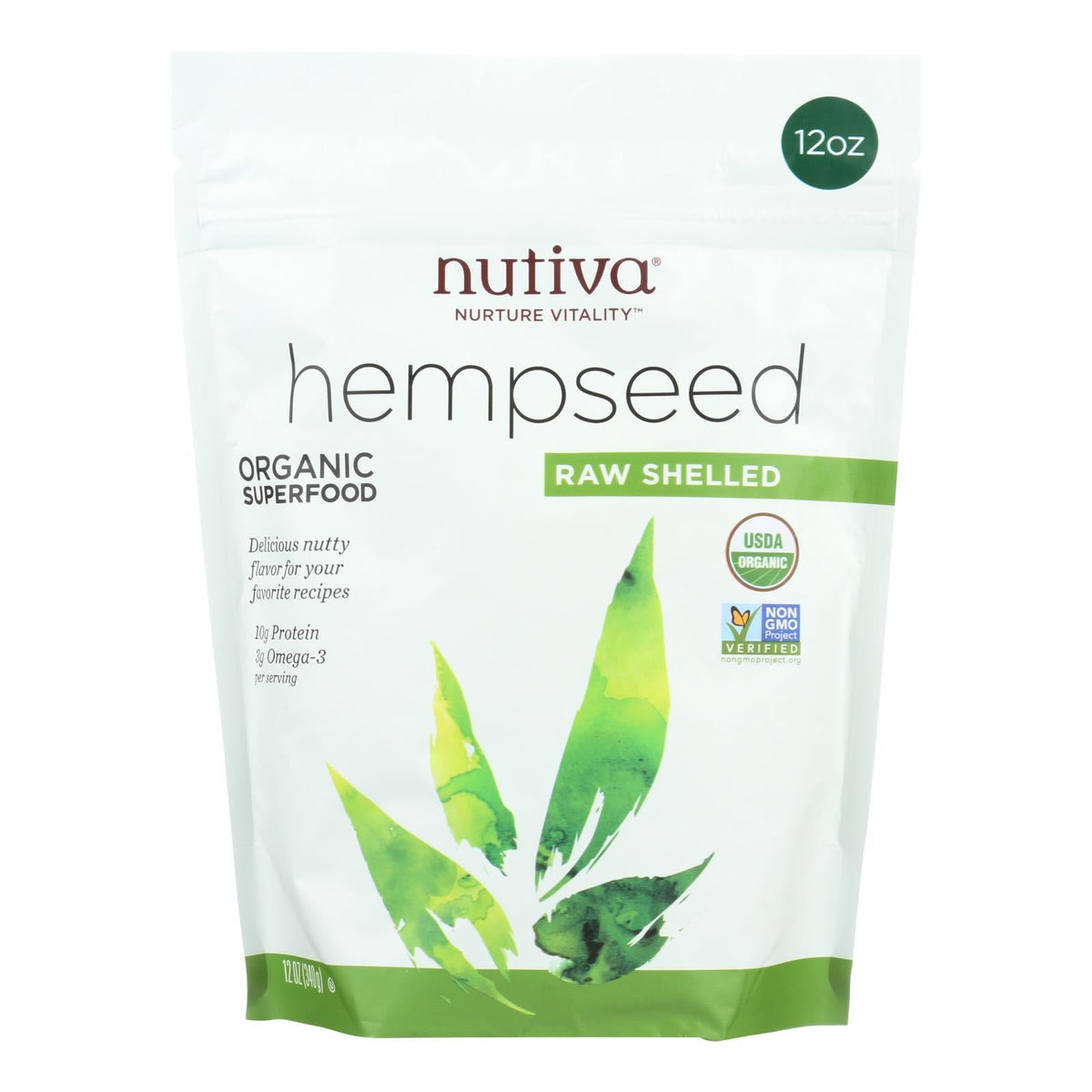 Nutiva Organic Shelled Hempseed, 12 oz