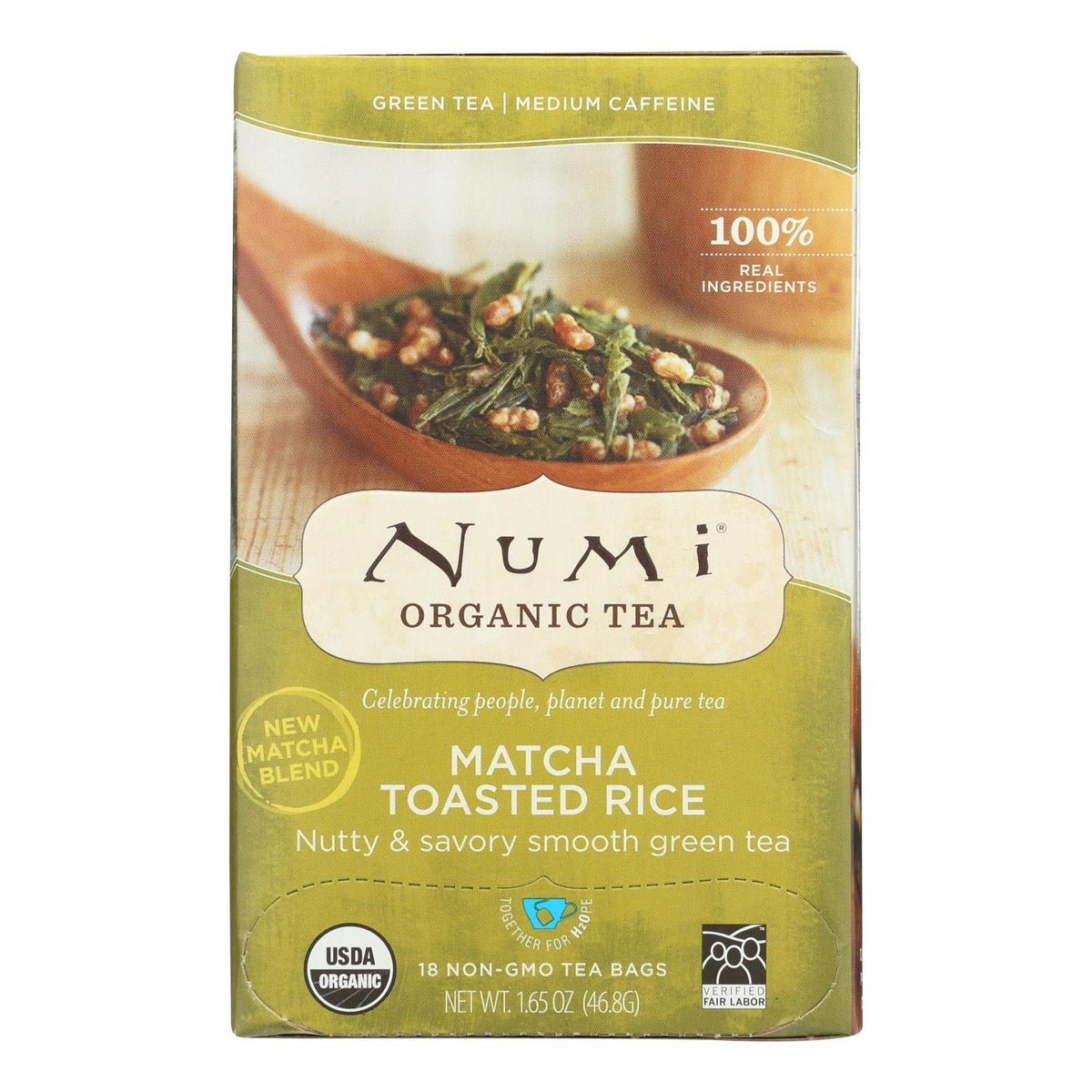 Numi Organic Toasted Rice Green Tea, 18 ct (Case of 6)