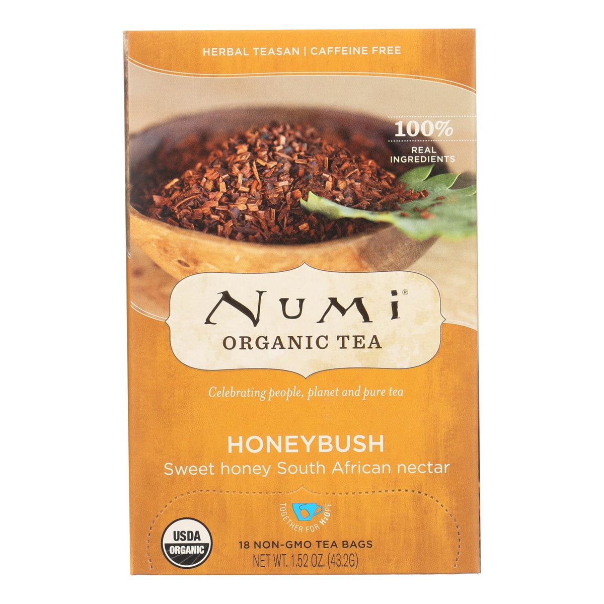 Numi Honeybush Bushman's Brew Tea Bags (Pack of 6 - 18 Each)