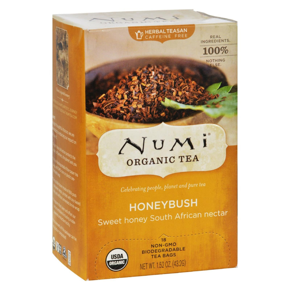 Numi Honeybush Bushman's Brew Tea Bags (Pack of 6 - 18 Each)