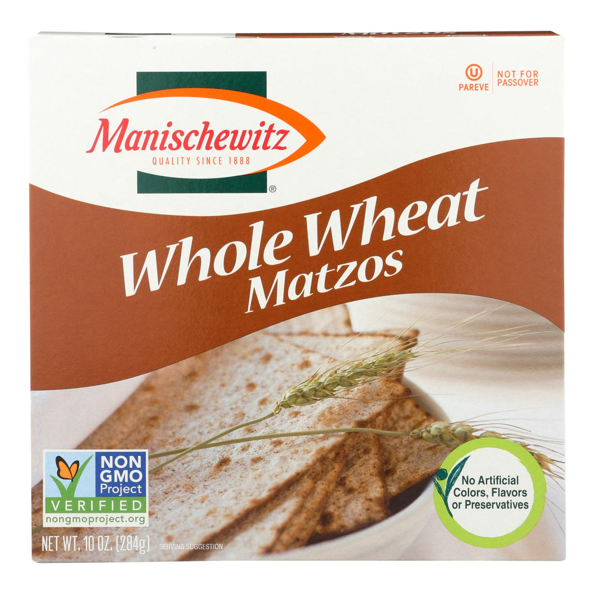 Manischewitz Whole Wheat Matzo, 10 oz (Case of 12)