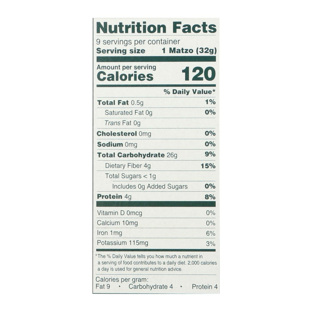 Manischewitz Whole Wheat Matzo, 10 oz (Case of 12)
