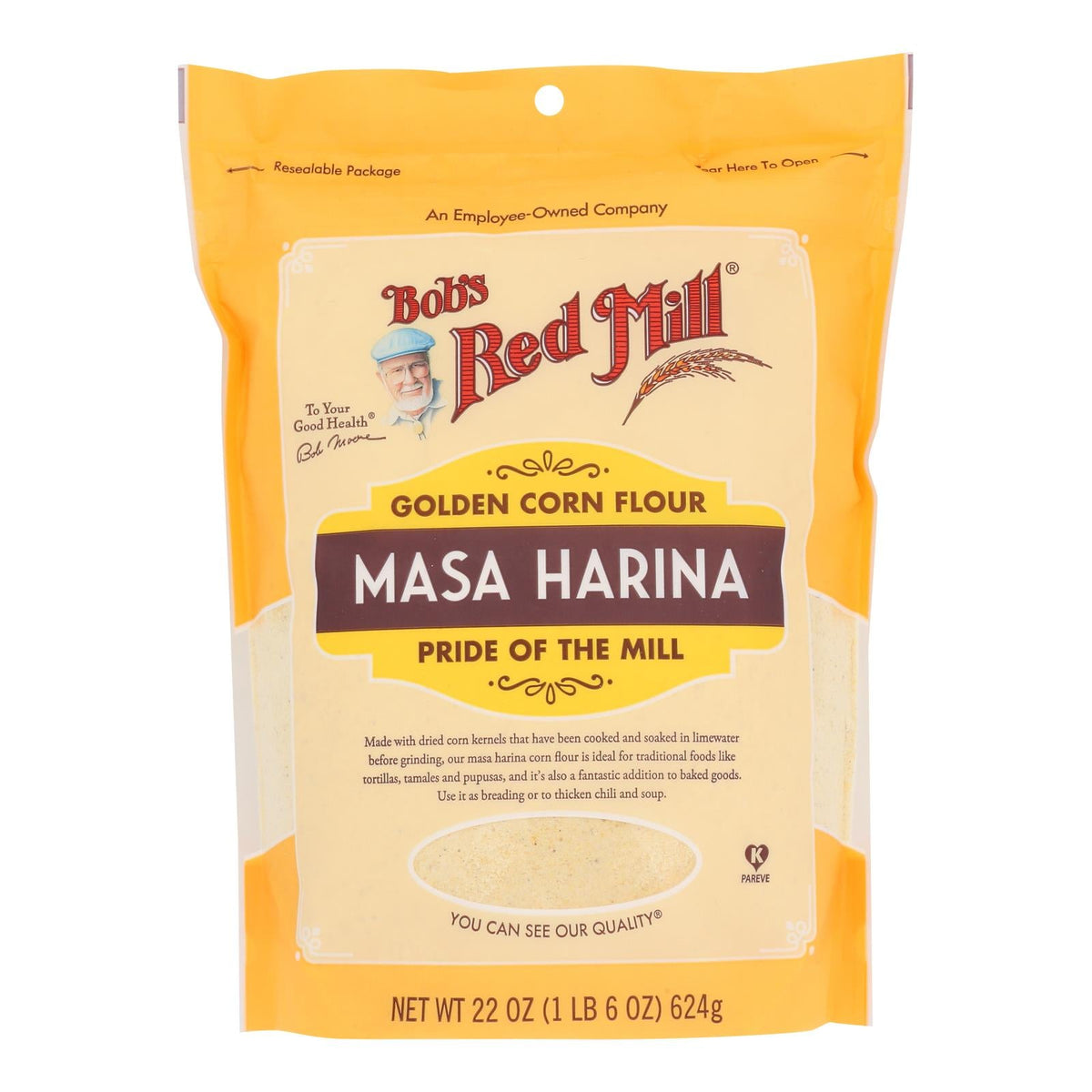 Bob's Red Mill Golden Masa Harina Corn Flour, 22 oz (Case of 4)