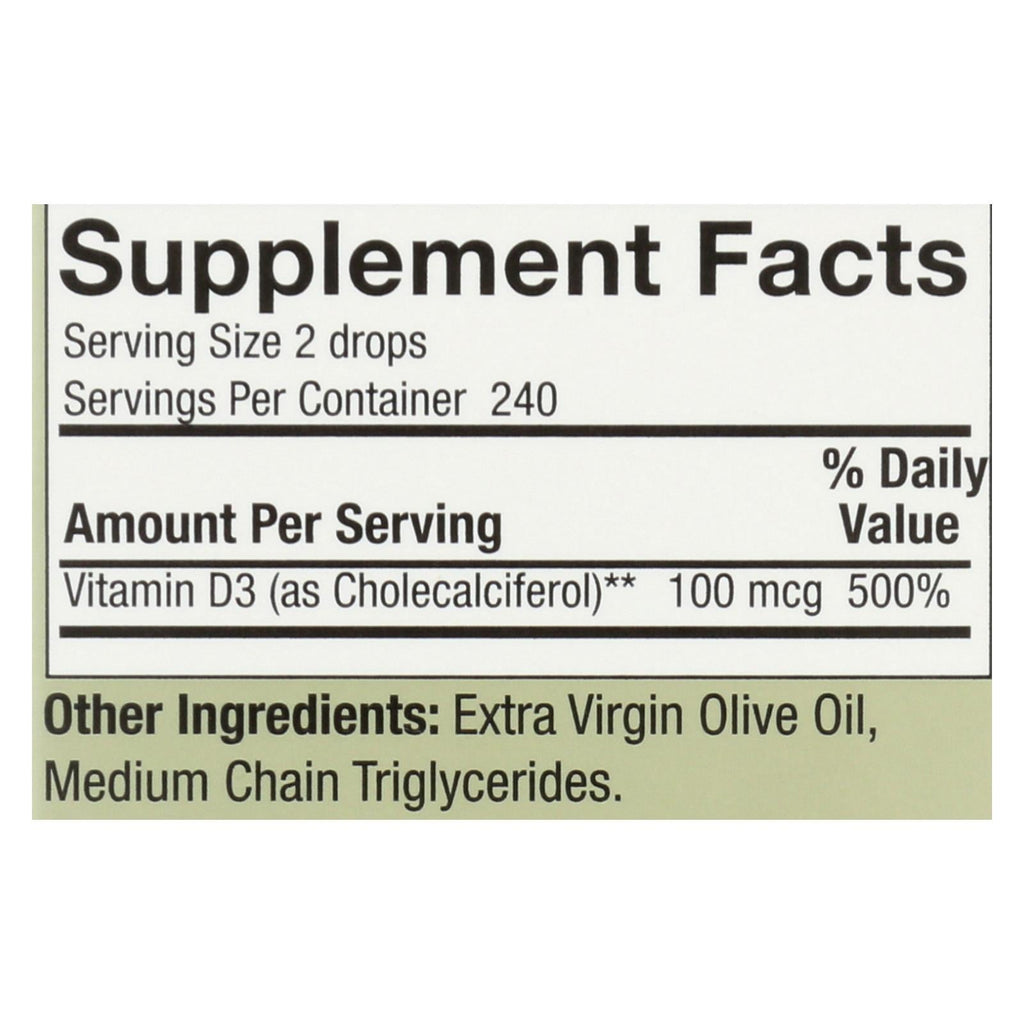 Nature's Answer Vitamin D-3 Drops  - 4000 IU, 0.5 Fl Oz