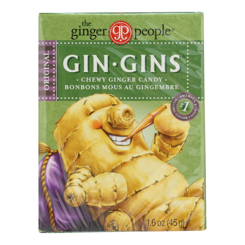 The Ginger People Gin Gins Original Chewy Ginger Candy Travel Pack, 1.6 oz (Case of 24)
