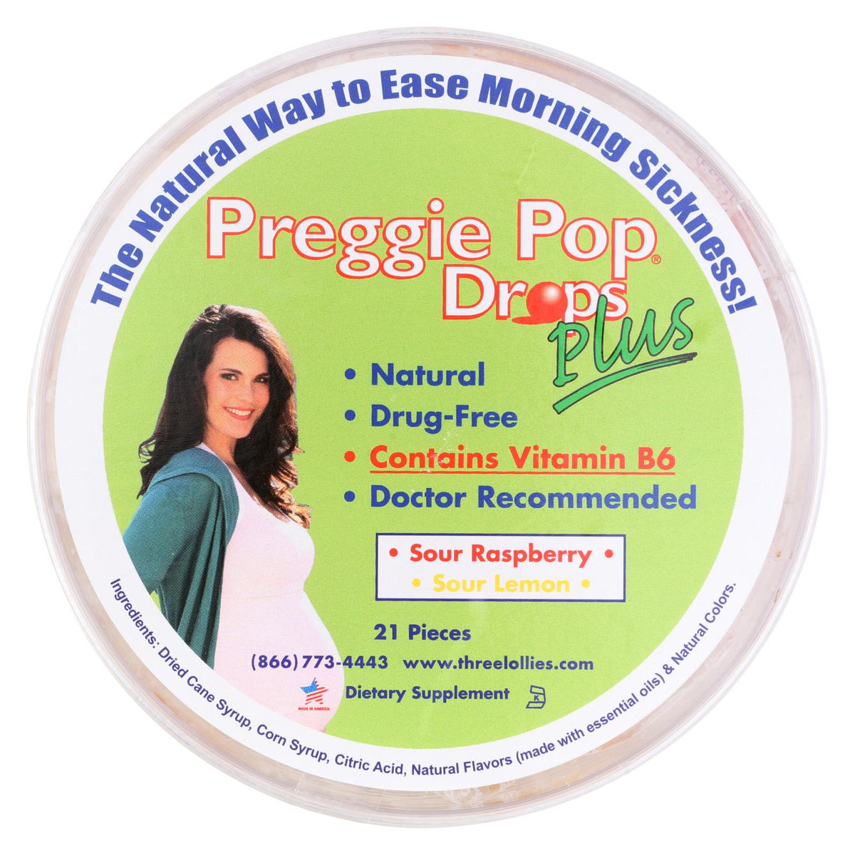 Three Lollies Preggie Drops Plus with Vitamin B6, 21 ct