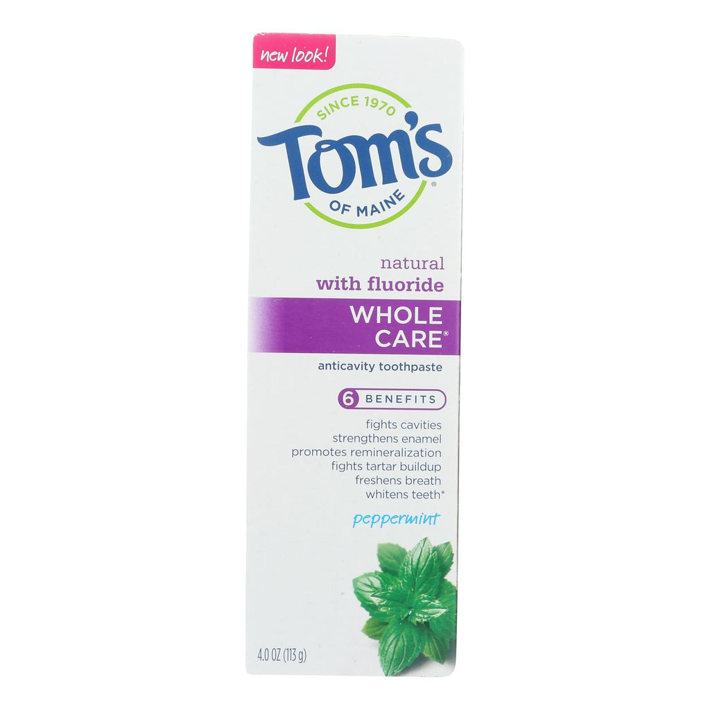 Tom's of Maine Whole Care Fluoride Toothpaste, 4 oz (Case of 6)