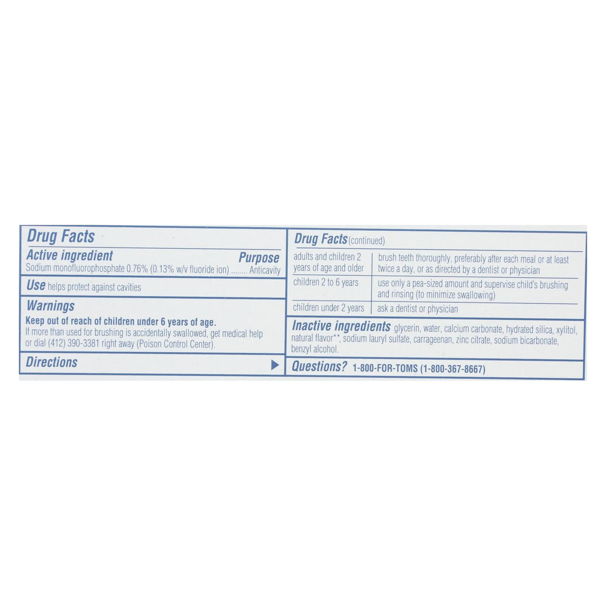 Tom's of Maine Whole Care Fluoride Toothpaste, 4 oz (Case of 6)