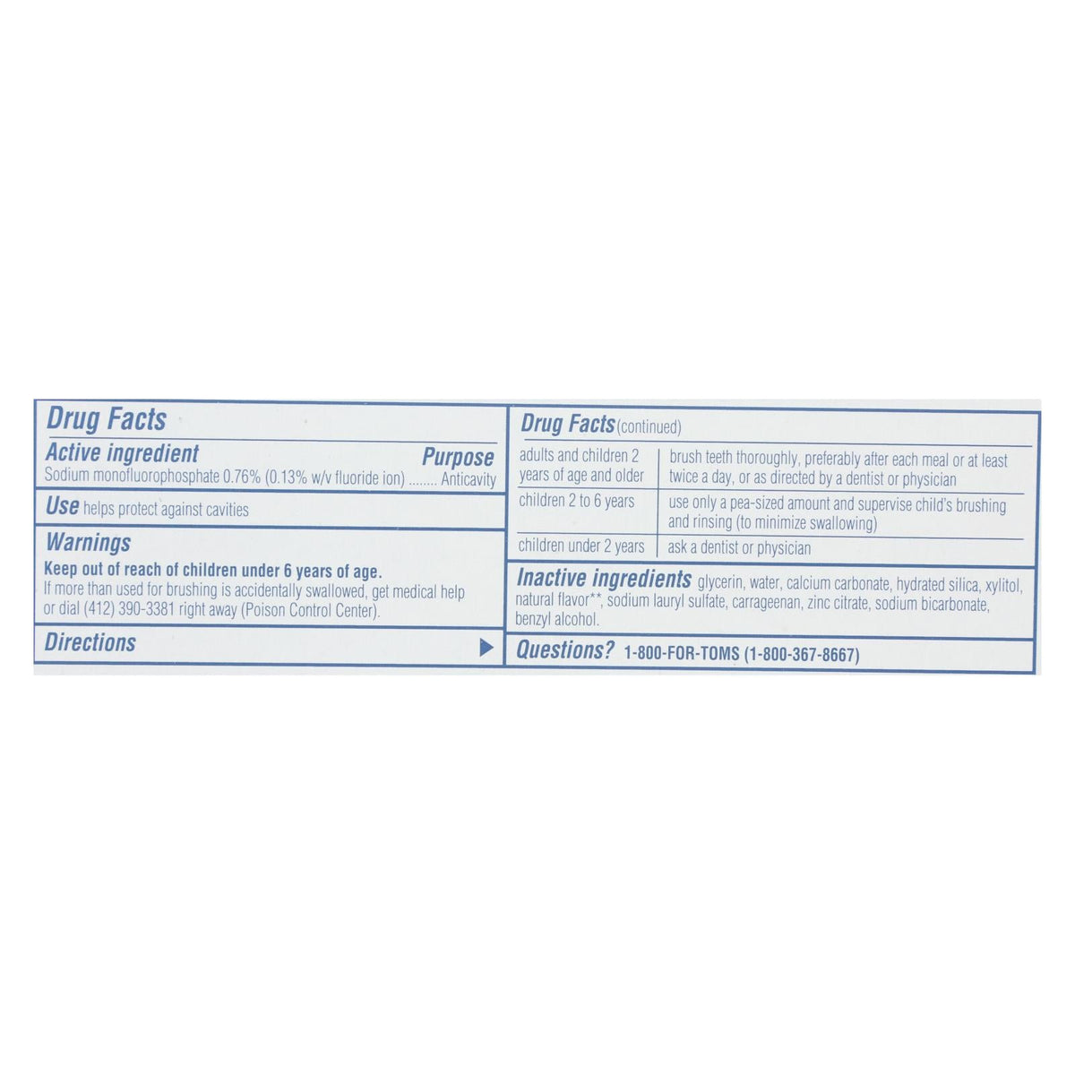 Tom's of Maine Whole Care Fluoride Toothpaste, 4 oz (Case of 6)