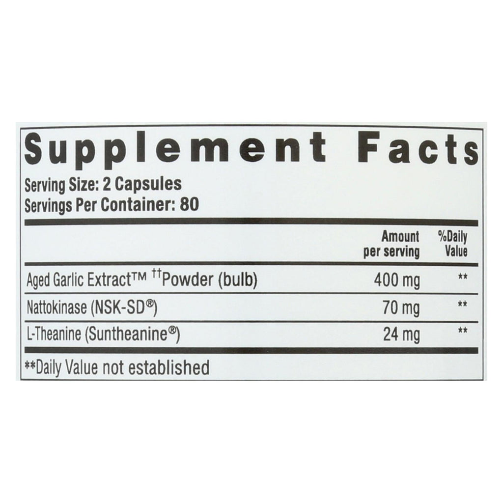 Kyolic Aged Garlic Extract Blood Pressure Health Formula, 160 Capsules