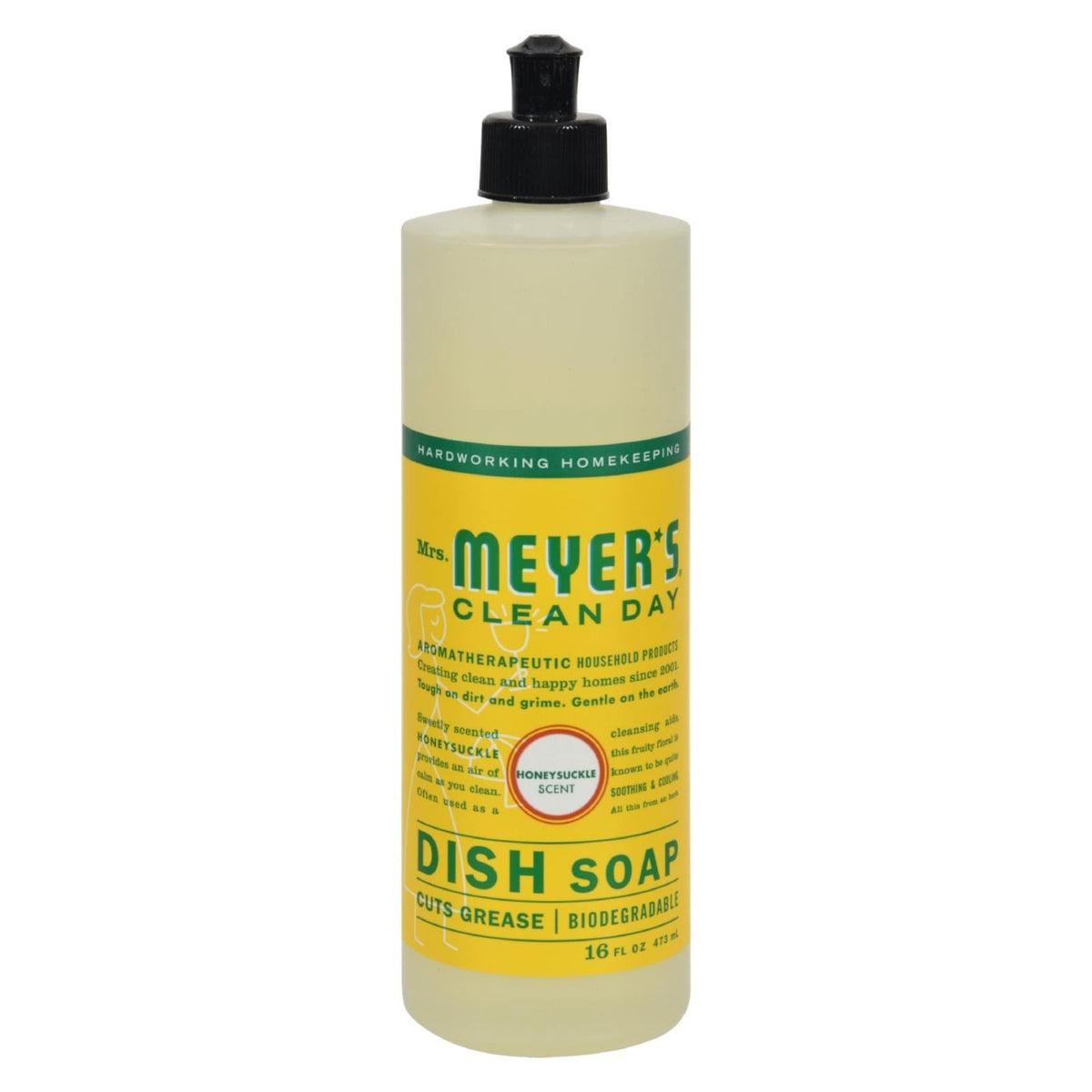 Mrs. Meyer's Clean Day Liquid Dish Soap, Honeysuckle, 16 oz (Case of 6)
