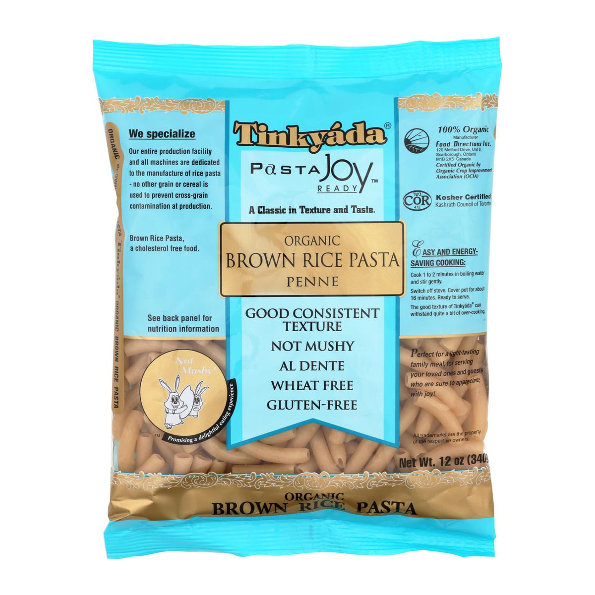 Tinkyada Organic Brown Rice Penne, 12 oz (Case of 12)