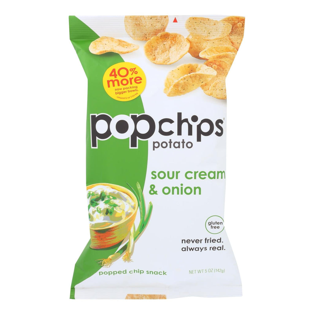 Popchips Potato Chips, Sour Cream & Onion, 5 oz (Case of 12)