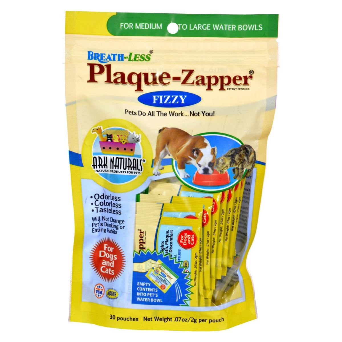 Ark Naturals Breathless Plaque Zapper Fizzy Tablets for Medium to Large Pets, 30 ct