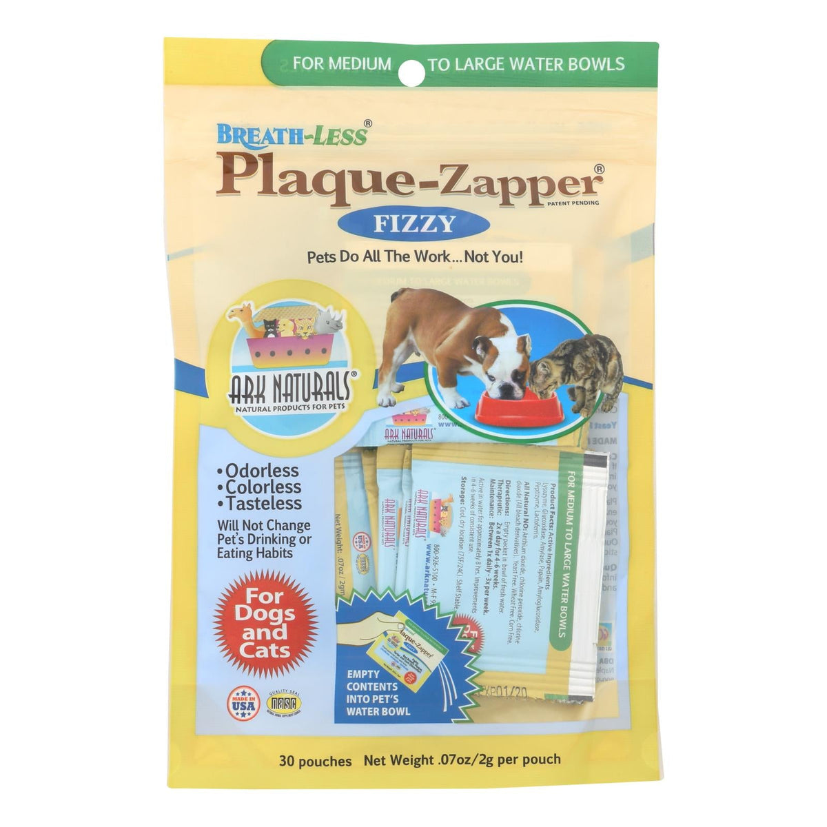 Ark Naturals Breathless Plaque Zapper Fizzy Tablets for Medium to Large Pets, 30 ct