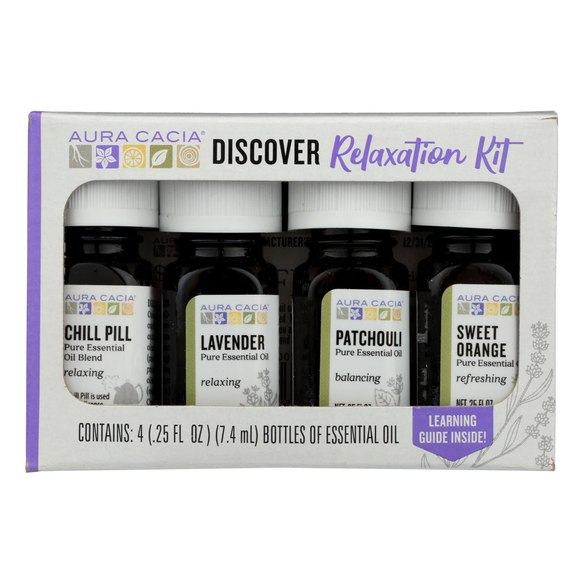 Aura Cacia Relaxation Essential Oil Kit, 4 x 0.25 fl oz