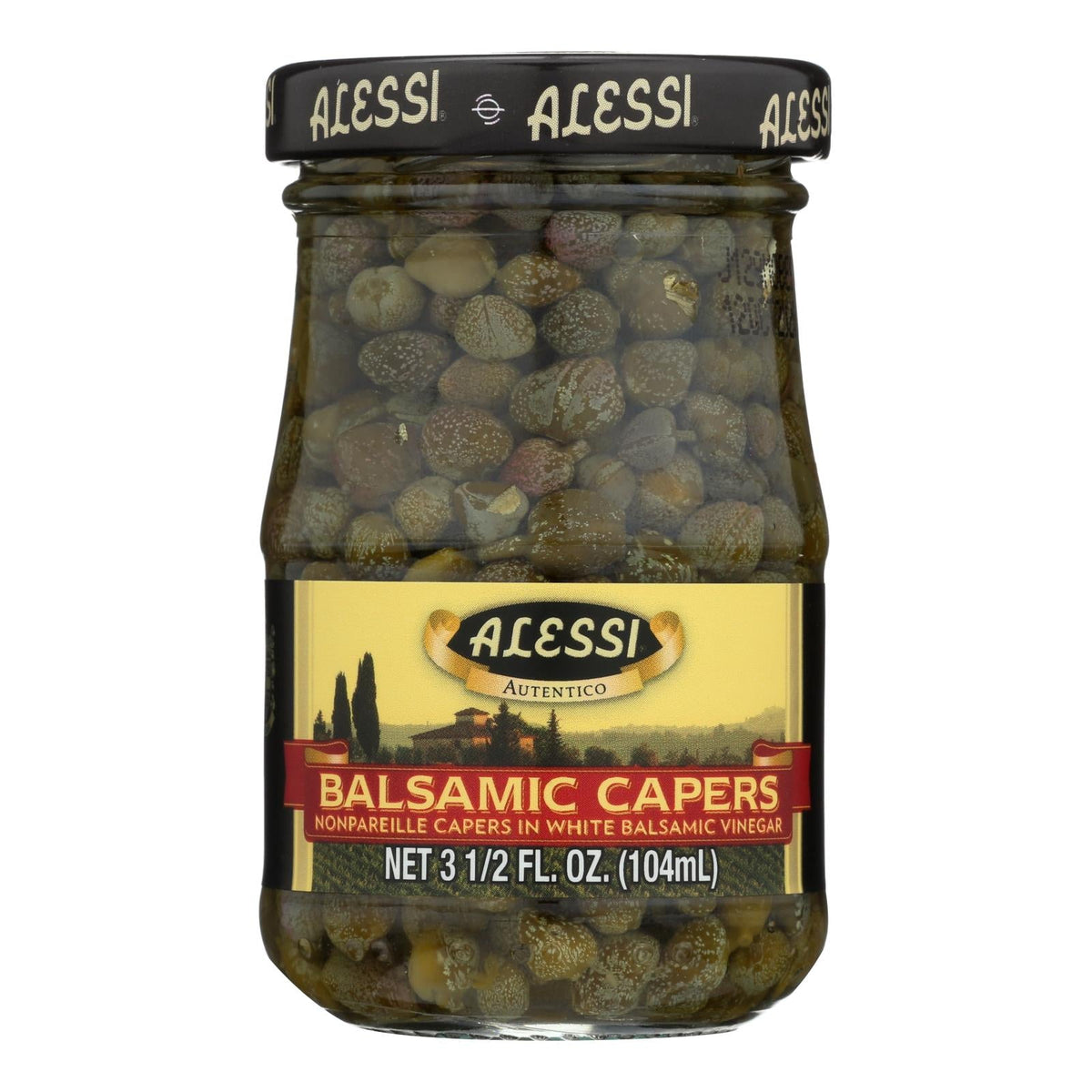 Alessi Capers in White Balsamic Vinegar, 3.5 oz (Case of 6)