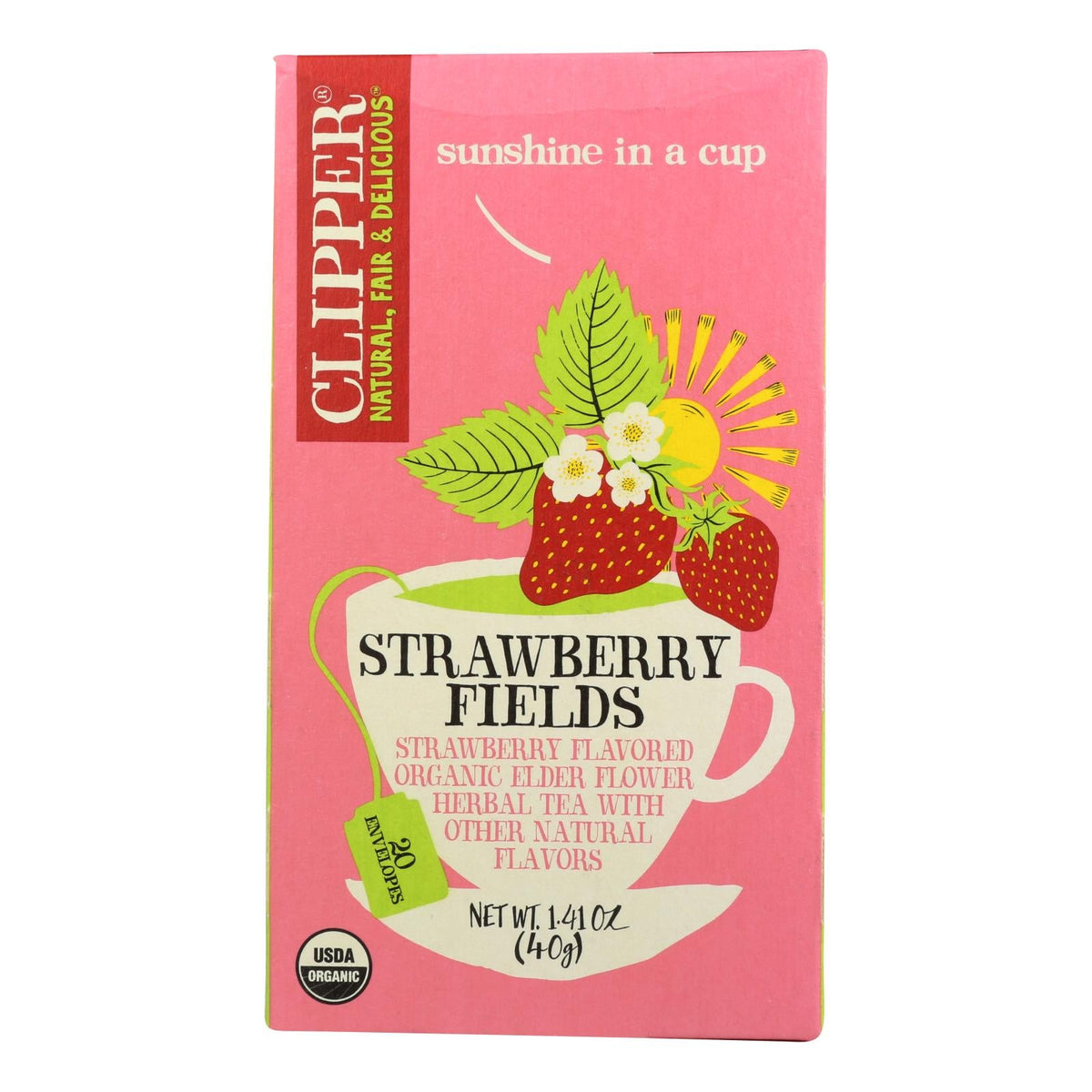 Clipper Organic Strawberry Fields Tea, 20 Tea Bags (Case of 6)