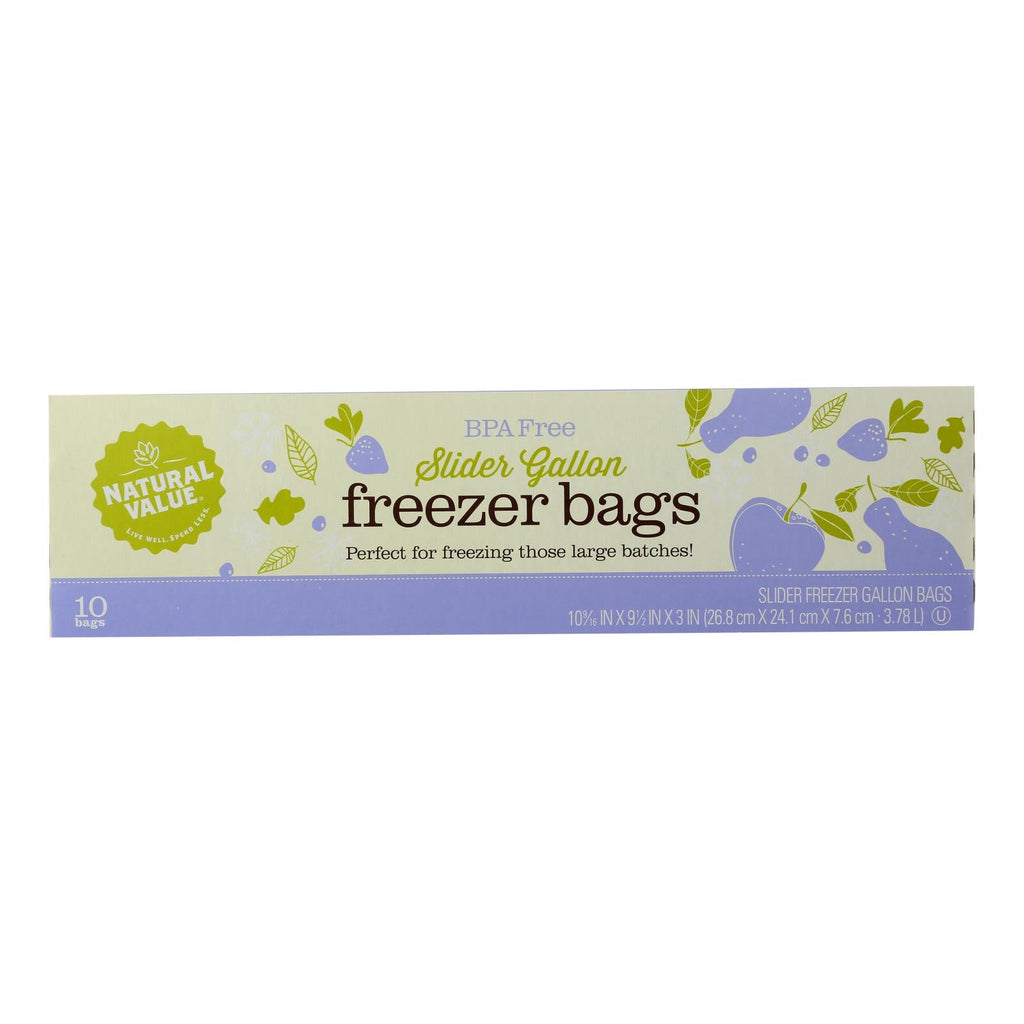"Natural Value Freezer Storage Bags, Gallon Size (10 Count), Case of 12"